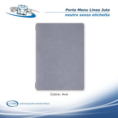 Linea Juta - Porta menu A4 (23,2 x 31,8 cm) in PVC antibatterico neutro colore avio