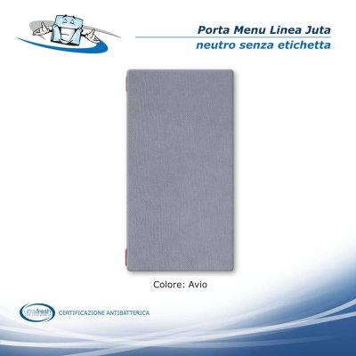 Linea Juta - Porta menu A4 Slim (17,4 x 31,8 cm) in PVC antibatterico neutro senza etichetta - colore avio