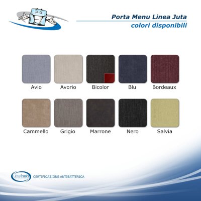 Linea Juta - Porta menu A4 Slim (17,4 x 31,8 cm) in PVC antibatterico personalizzabile colori disponibili
