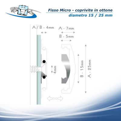 Fisso Micro -  Coprivite a pressione in ottone su parete