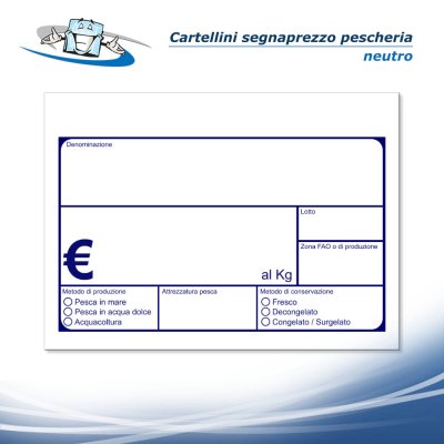 Cartellino segnaprezzo pescheria neutro