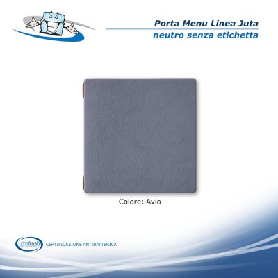 Linea Juta - Porta menu Quadrato (23 x 23,1 cm) in PVC antibatterico neutro colore avio