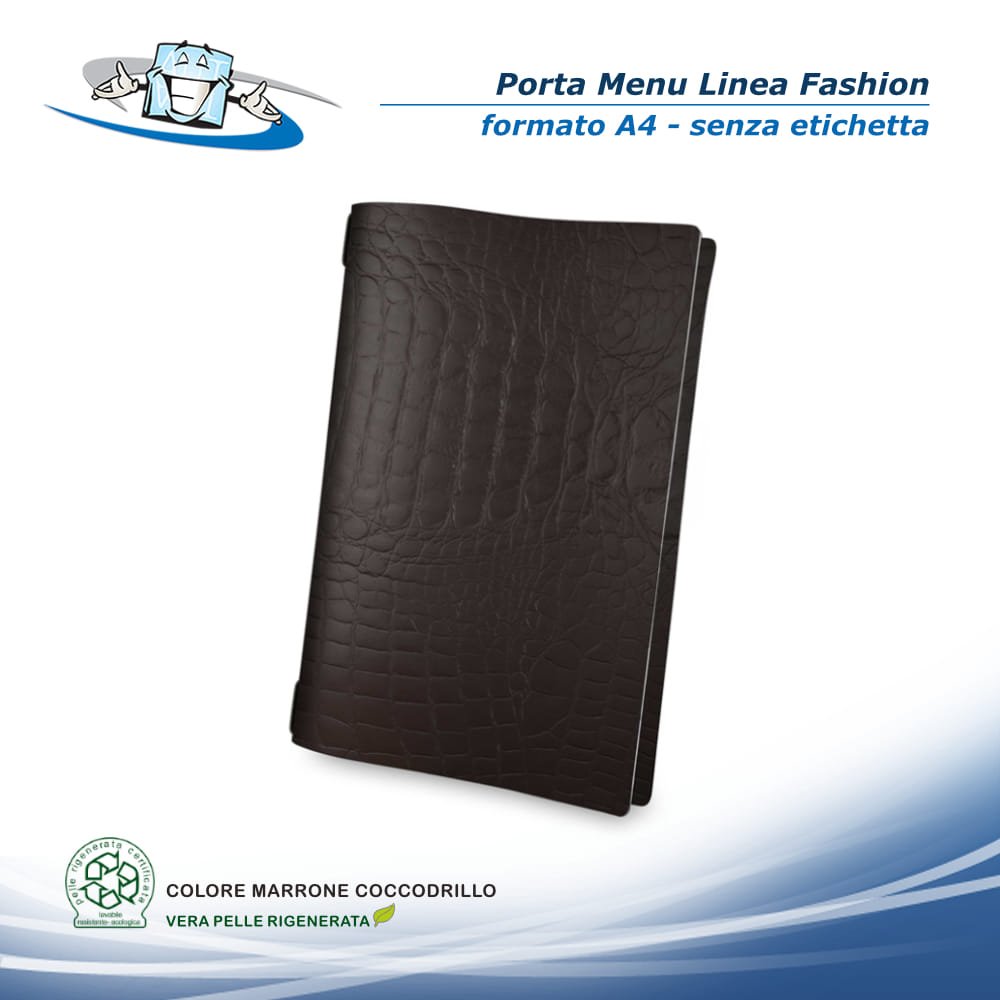 Linea Fashion - Porta menu in vera pelle rigenerata personalizzabile - Formato A4 - Neutro