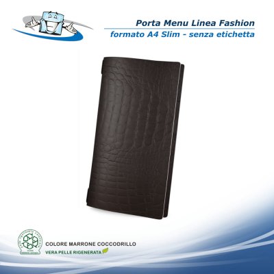 Linea Fashion - Porta menu in vera pelle rigenerata personalizzabile - Formato A4 Slim - Neutro