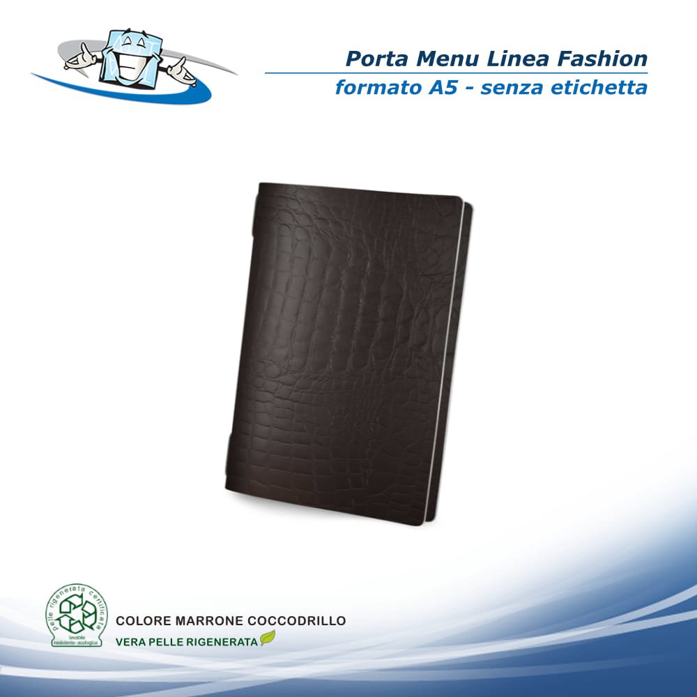 Linea Fashion - Porta menu in vera pelle rigenerata personalizzabile - Formato A5 - Neutro