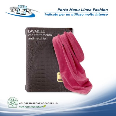 Linea Fashion - Porta menu in vera pelle rigenerata personalizzabile disponibile in 4 formati con trattamento antimacchia