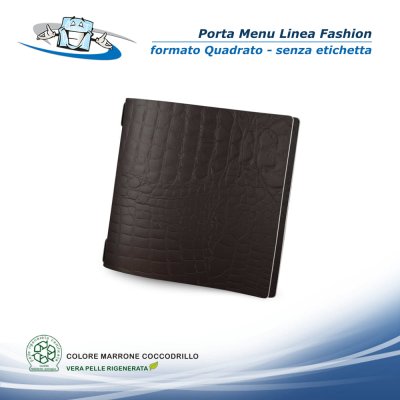 Linea Fashion - Porta menu in vera pelle rigenerata personalizzabile - Formato Quadrato - Neutro