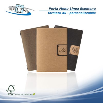Linea Ecomenu - Porta menu A5 (16,5 x 23,1 cm) in fibra di cellulosa personalizzabile