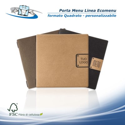 Linea Ecomenu - Porta menu Quadrato (23 x 23,1 cm) in fibra di cellulosa personalizzabile