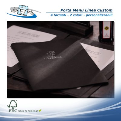 Linea Custom - Porta menu interamente personalizzabile in fibra di cellulosa