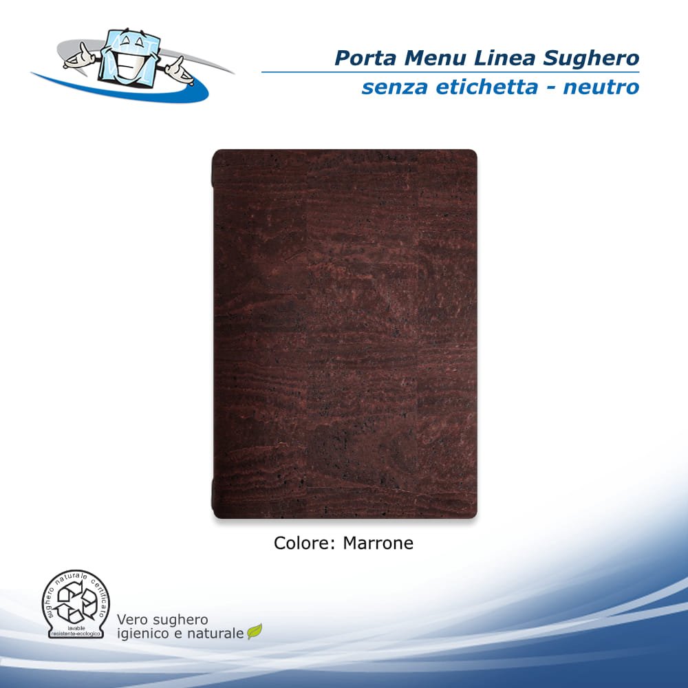 Linea Sughero - Porta menu A4 (23,2 x 31,8 cm) in sughero vegetale neutro senza etichetta colore marrone