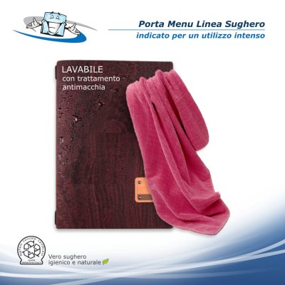 Linea Sughero - Porta menu A5 (16,5 x 23,1 cm) in sughero vegetale personalizzabile con trattamento antimacchia