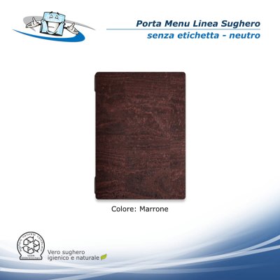 Linea Sughero - Porta menu A5 (16,5 x 23,1 cm) in sughero vegetale neutro senza etichetta colore marrone