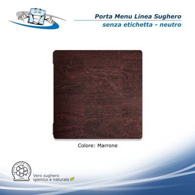 Linea Sughero - Porta menu Quadrato (23 x 23,1 cm) in sughero vegetale neutro senza etichetta colore marrone