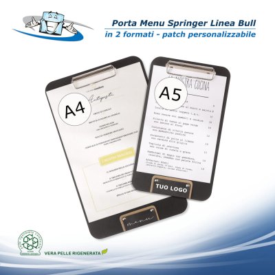 Linea Bull - Porta Menu Springer in vera pelle rigenerata personalizzabile