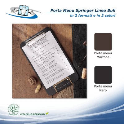 Linea Bull - Porta Menu Springer in vera pelle rigenerata personalizzabile