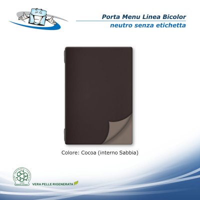 Linea Bicolor - Porta menu A5 (16,5 x 23,1 cm) in vera pelle rigenerata neutro senza etichetta colore cocoa
