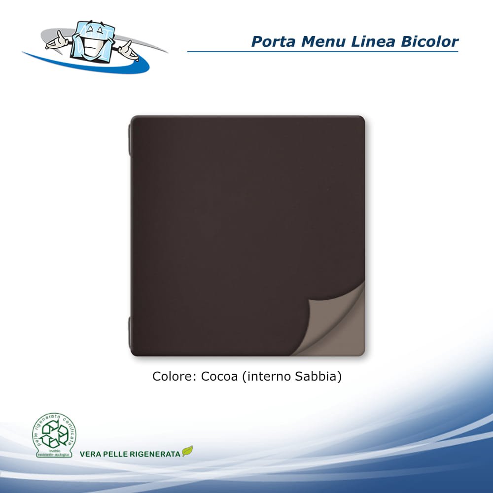 Linea Bicolor - Porta menu Quadrato (23 x 23,1 cm) in vera pelle rigenerata neutro senza etichetta colore cocoa