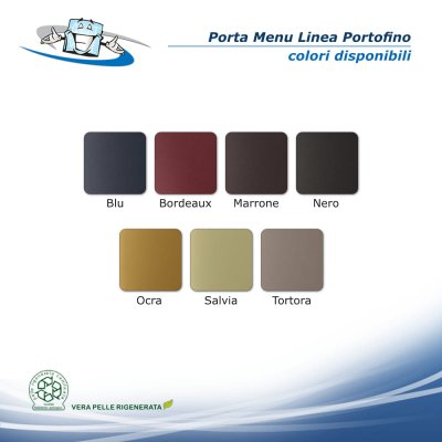 Linea Portofino - Porta menu A4 Slim (17,4 x 31,8 cm) in vera pelle rigenerata personalizzabile colori disponibili