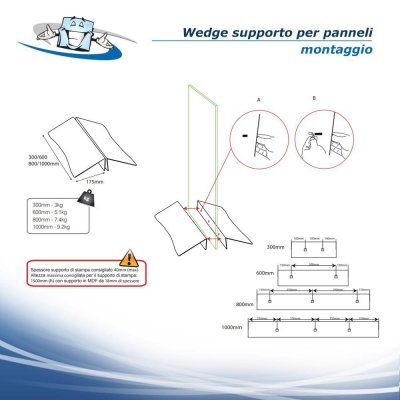 Wedge - Base in acciaio, supporto per pannelli rigido dal design moderno in diverse dimensioni
