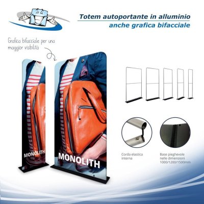 Formulate Monolith - Totem per sponsor autoportante anche con grafica bifacciale con personalizzazione inclusa