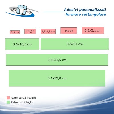 Adesivi Personalizzati rettangolari in varie dimensioni adatti per uso esterno