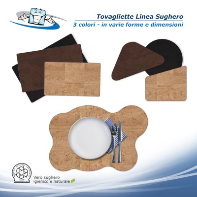 Linea Sughero - Tovagliette posto tavola in sughero varie forme, misure e colori