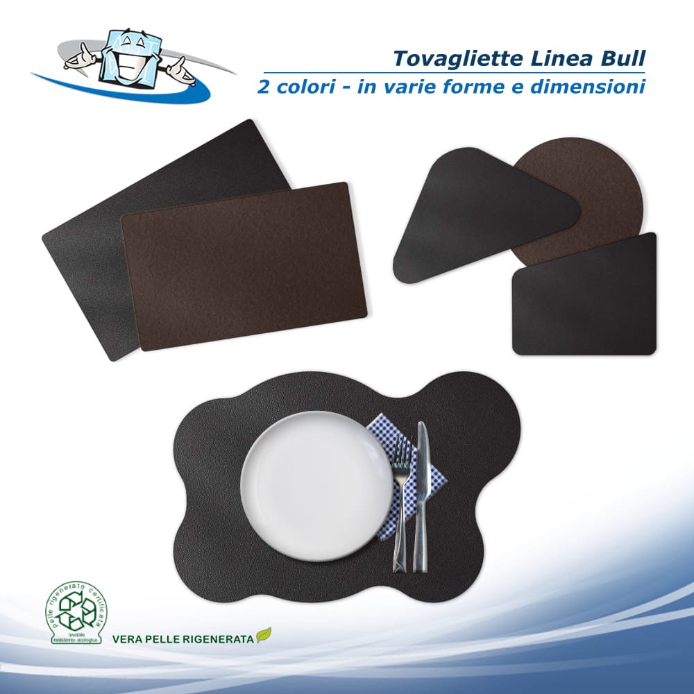 Linea Bull - Tovagliette posto tavola in vera pelle in 2 colori in varie forme