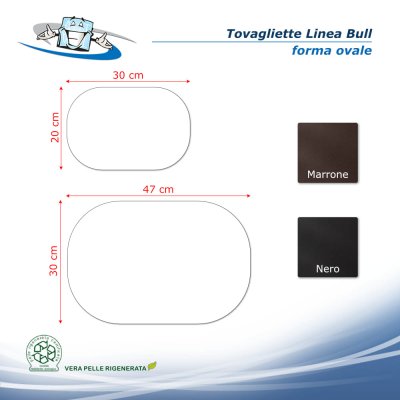 Linea Bull - Tovagliette posto tavola in vera pelle in 2 colori forma ovale