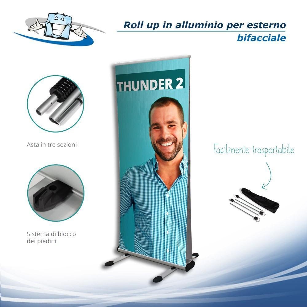 Thunder 2 - Espositore Roll up bifacciale da esterno con personalizzazione inclusa