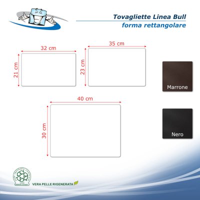 Linea Bull - Tovagliette posto tavola in vera pelle in 2 colori forma rettangolare
