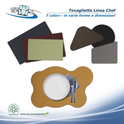 Linea Chef - Tovagliette posto tavola in vera pelle varie forme in 7 colori
