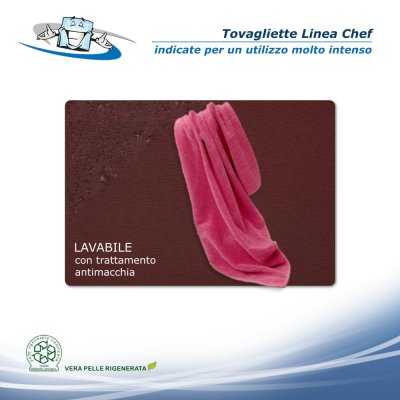 Linea Chef - Tovagliette posto tavola in vera pelle varie forme in 7 colori con trattamento antimacchia