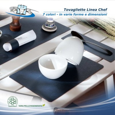 Linea Chef - Tovagliette posto tavola in vera pelle varie forme in 7 colori