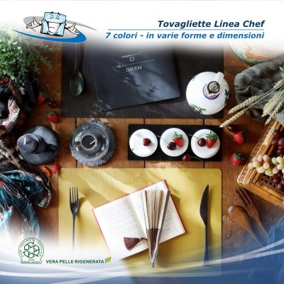Linea Chef - Tovagliette posto tavola in vera pelle varie forme in 7 colori