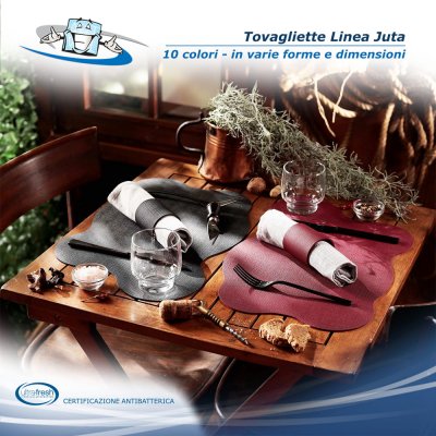 Linea Juta - Tovagliette posto tavola in PVC antibatterico varie forme in 10 colori