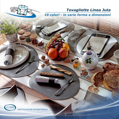 Linea Juta - Tovagliette posto tavola in PVC antibatterico varie forme in 10 colori