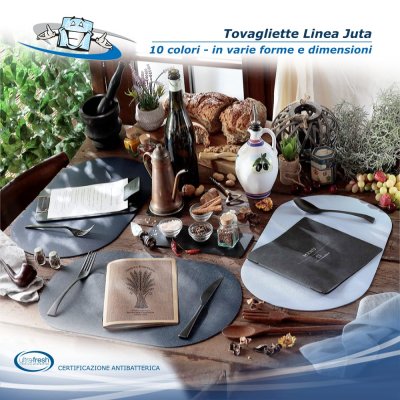 Linea Juta - Tovagliette posto tavola in PVC antibatterico varie forme in 10 colori