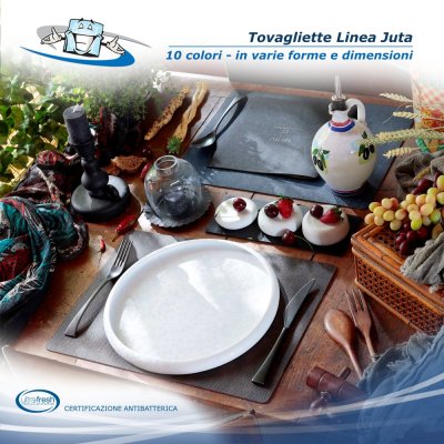 Linea Juta - Tovagliette posto tavola in PVC antibatterico varie forme in 10 colori