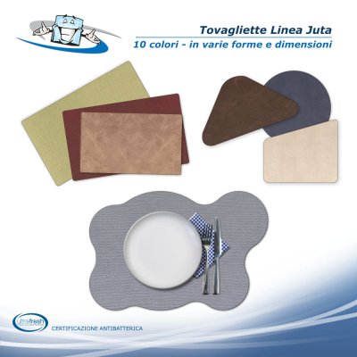 Linea Juta - Tovagliette posto tavola in PVC antibatterico varie forme in 10 colori