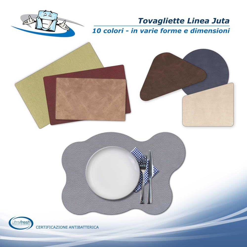Linea Juta - Tovagliette posto tavola in PVC antibatterico varie forme in 10 colori
