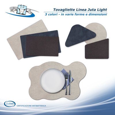 Linea Juta Light - Tovagliette posto tavola in PVC antibatterico varie forme in 3 colori
