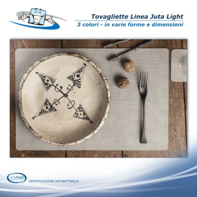 Linea Juta Light - Tovagliette posto tavola in PVC antibatterico varie forme colore bianco ostrica
