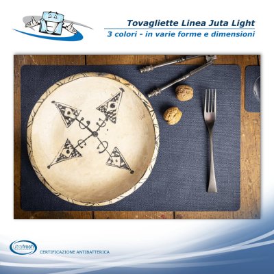 Linea Juta Light - Tovagliette posto tavola in PVC antibatterico varie forme colore blu mirtillo