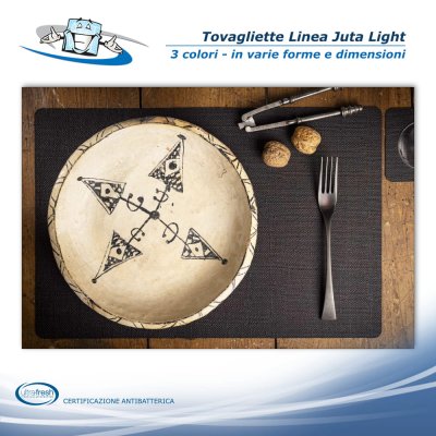 Linea Juta Light - Tovagliette posto tavola in PVC antibatterico varie forme colore cacao