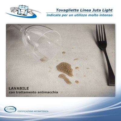 Linea Juta Light - Tovagliette posto tavola in PVC antibatterico varie forme in 3 colori con trattamento antimacchia