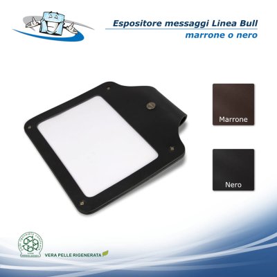Linea Bull - Espositore messaggi o listino prezzi in vera pelle rigenerata