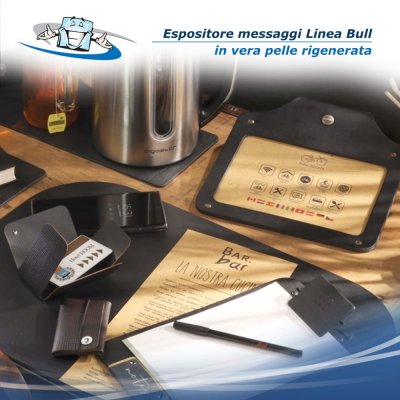 Linea Bull - Espositore messaggi o listino prezzi in vera pelle rigenerata