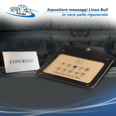 Linea Bull - Espositore messaggi o listino prezzi in vera pelle rigenerata