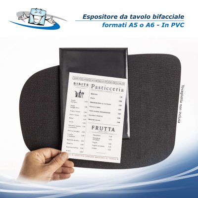 Linea Risto - Espositore bifacciale da tavolo in PVC in 2 formati